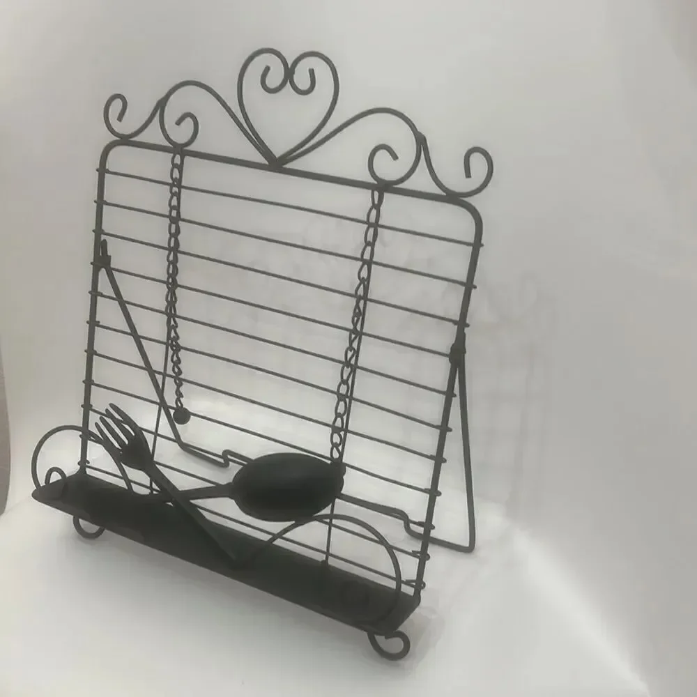 Metal Fork Spoon Wall Kitchen Cook Book Holder Ball And Chain Page Dividers